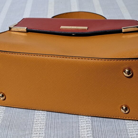 Dune London Handle Bag / Color-Block Mustard & Red Fall Colors - Picture 6 of 16